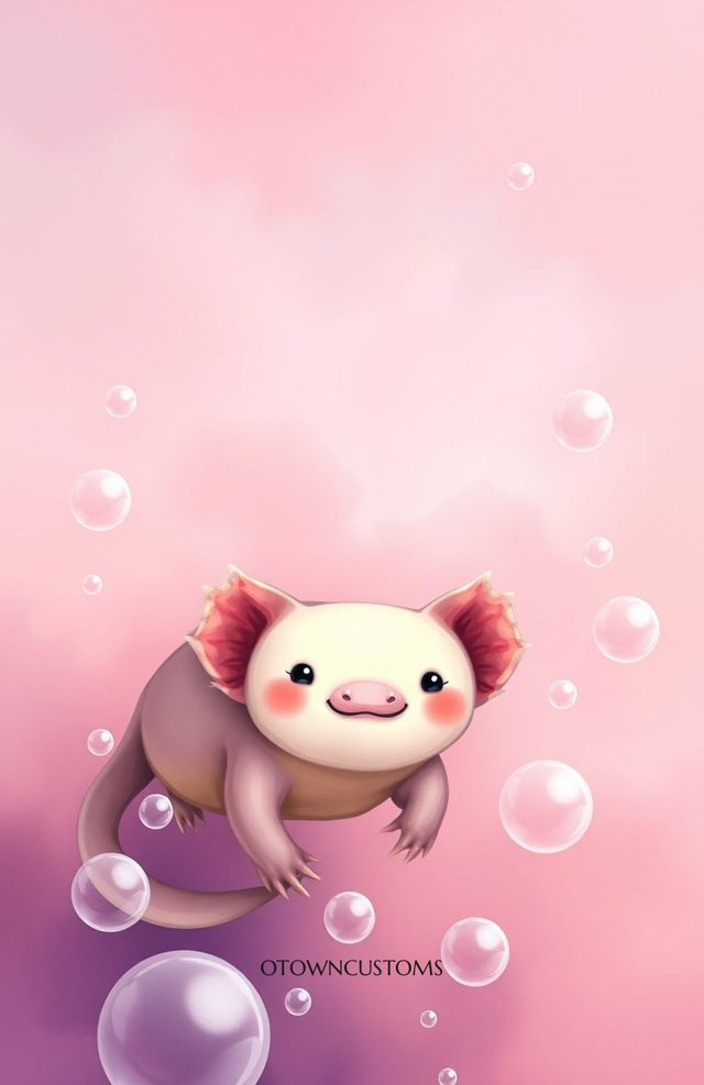 Chibi Cute Axolotl Cartoon Dreamscape