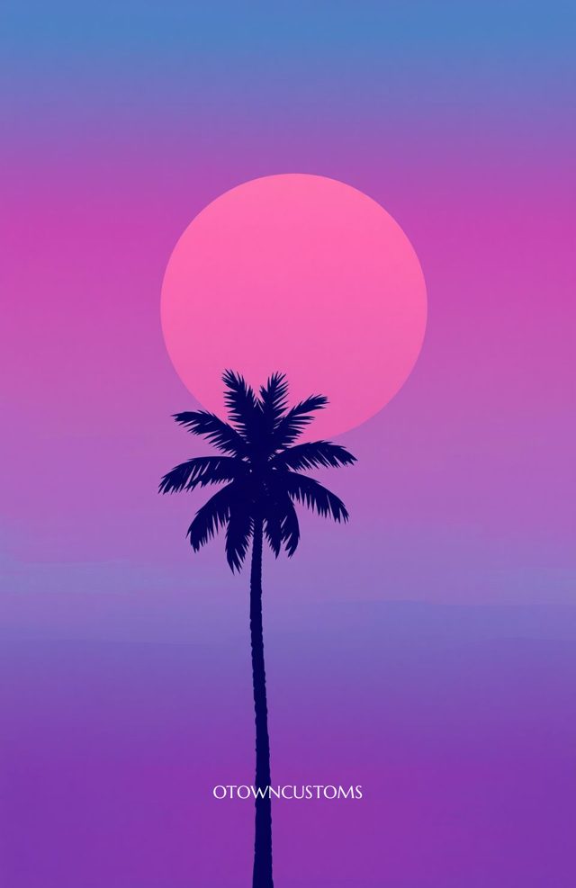 Retro Vaporwave Sunset Palm