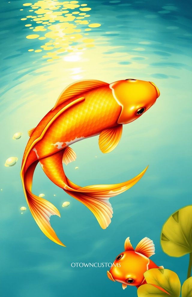 Golden Koi Pond Underwater