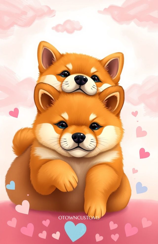 Chibi Shiba Inu Paw Hearts