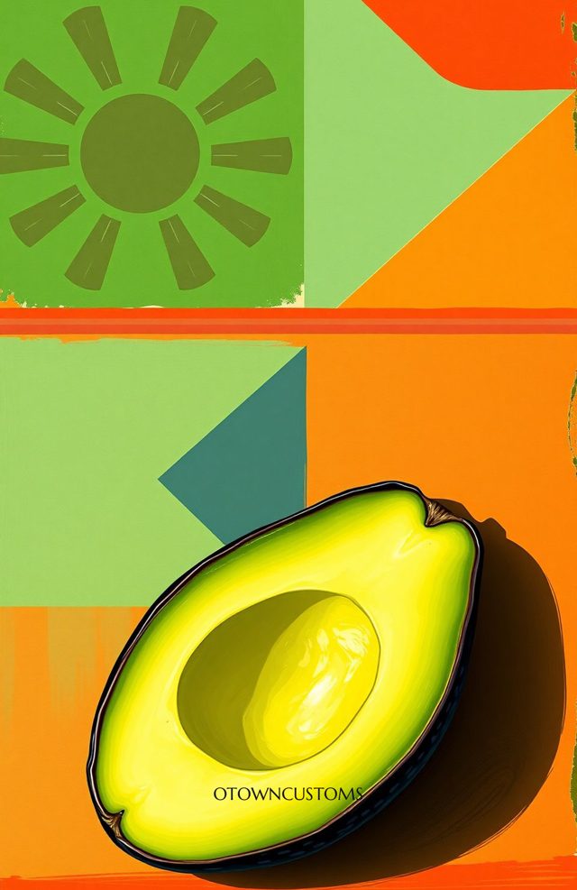 Abstract Geometric Avocado Slice Art