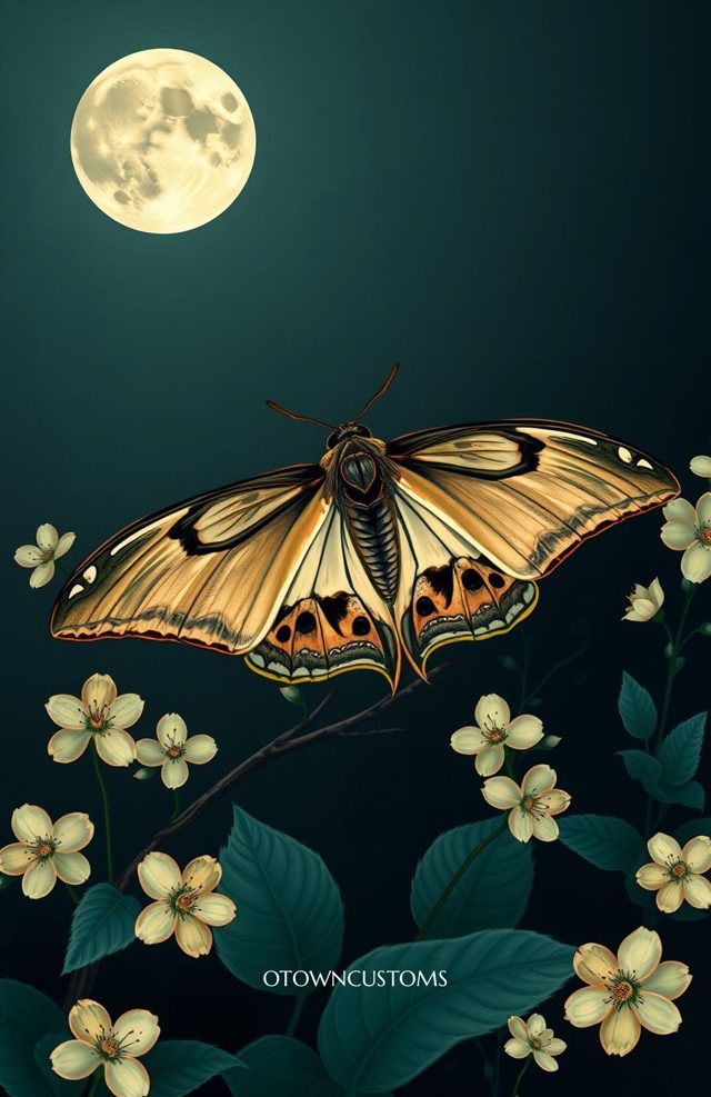 Art Nouveau Botanical Moth Garden