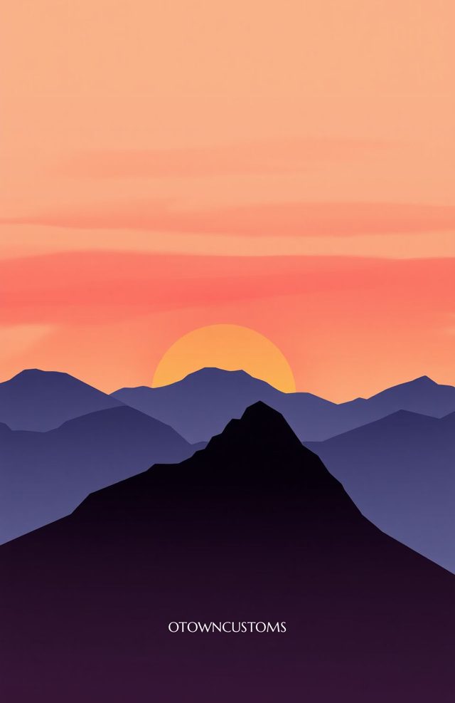 Minimalist Sunset Mountain Range