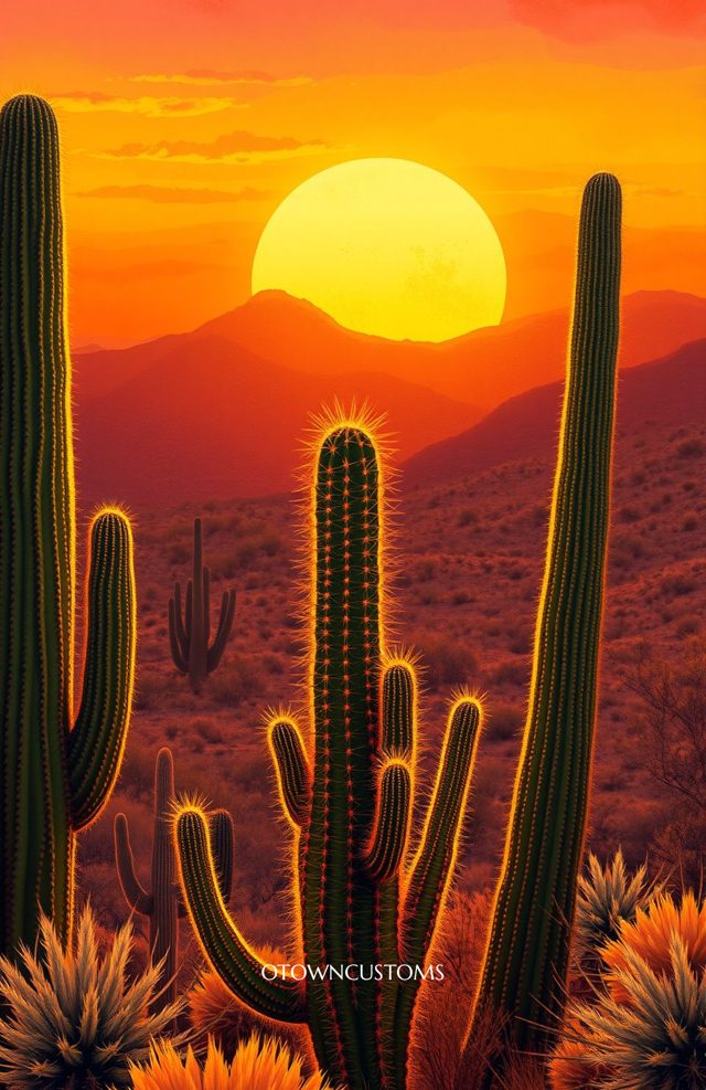 Desert Bloom Cactus Sunset