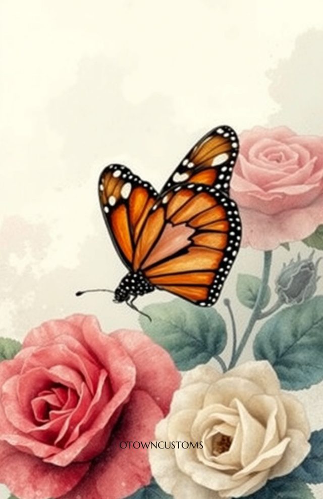 Vintage Floral Butterfly Garden