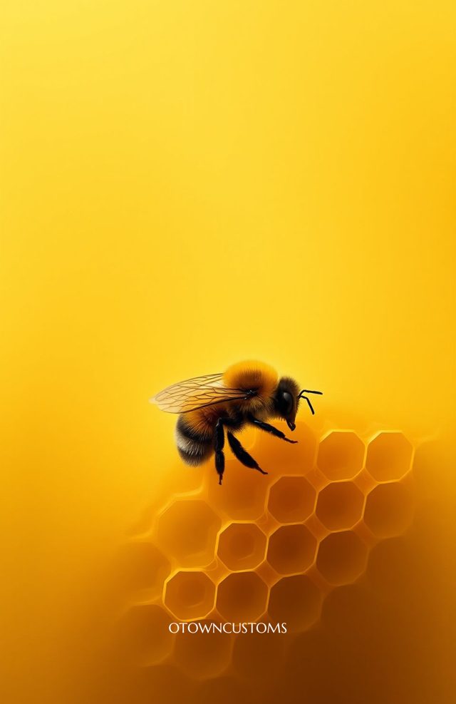 Realistic Golden Bumble Bee Honeycomb