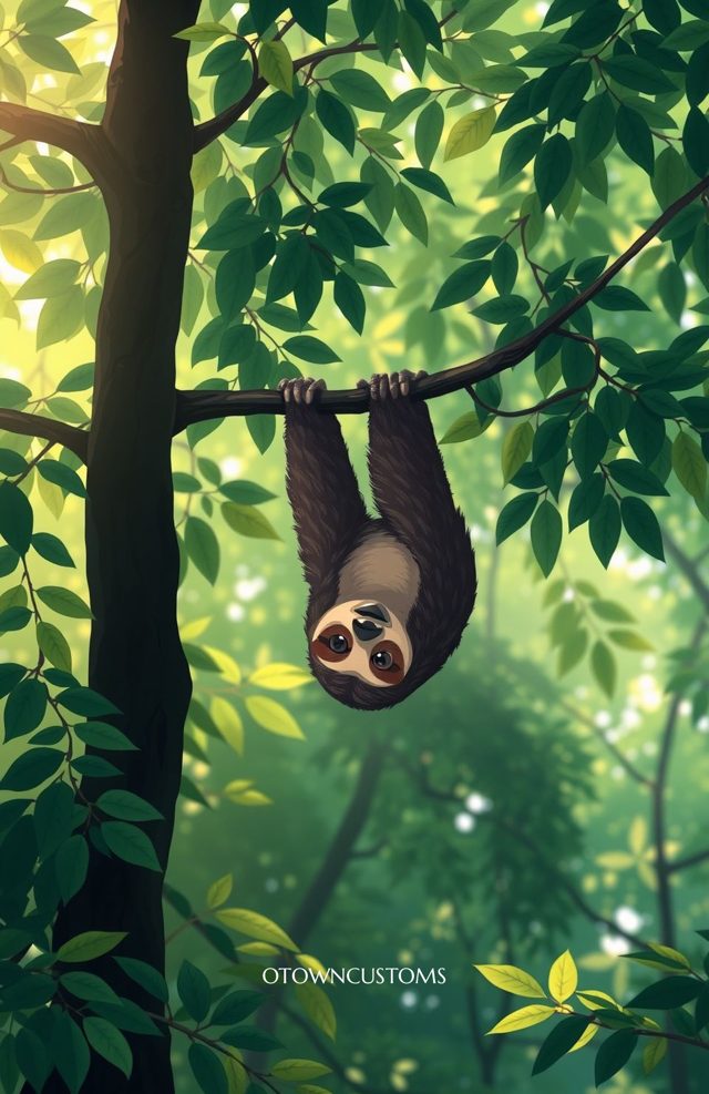 Cartoon Jungle Cute Sloth Hang Time