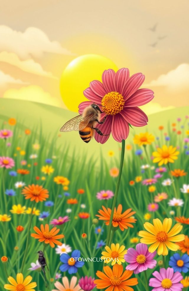 Vibrant Honey Bee Floral