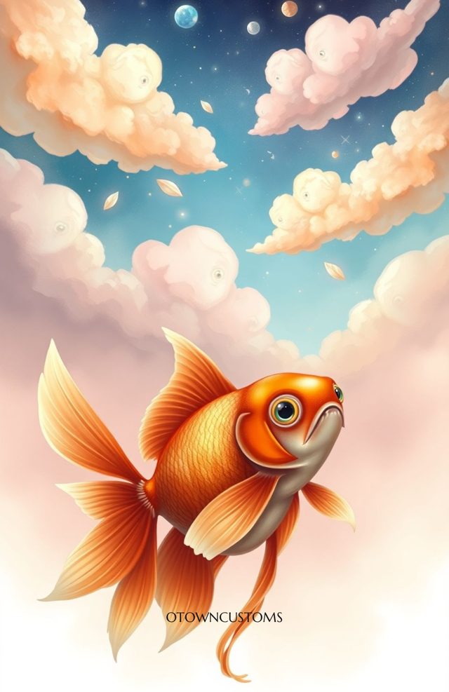 Dreamy Watercolor Celestial Goldfish