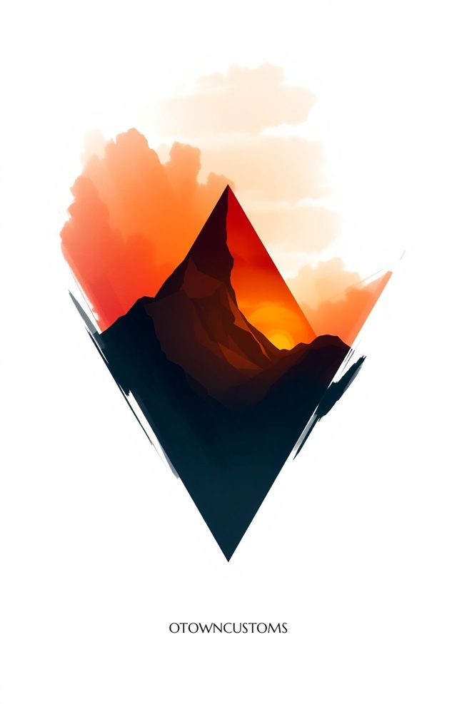 Geometric Mountain Sunset Watercolor