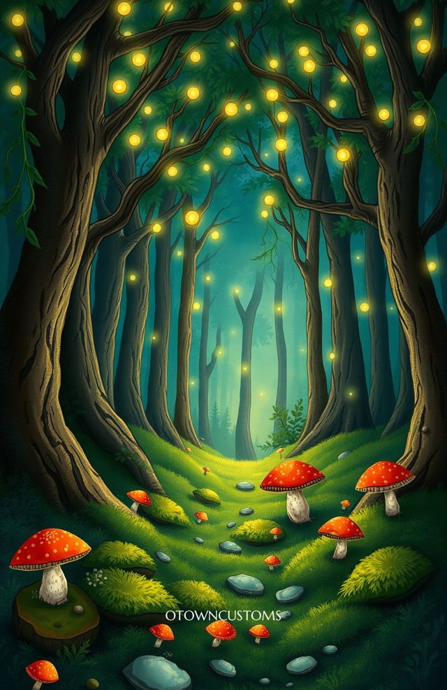 Enchanted Forest Fireflies Sparkle Fantasy