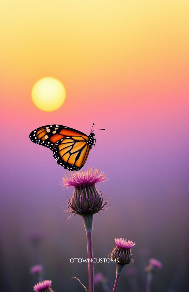 Monarch Butterfly Serene Sunset