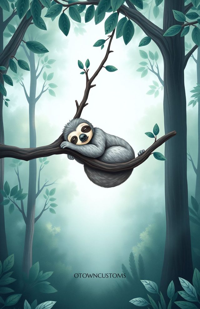 Stylized Nature Sloth Eucalyptus