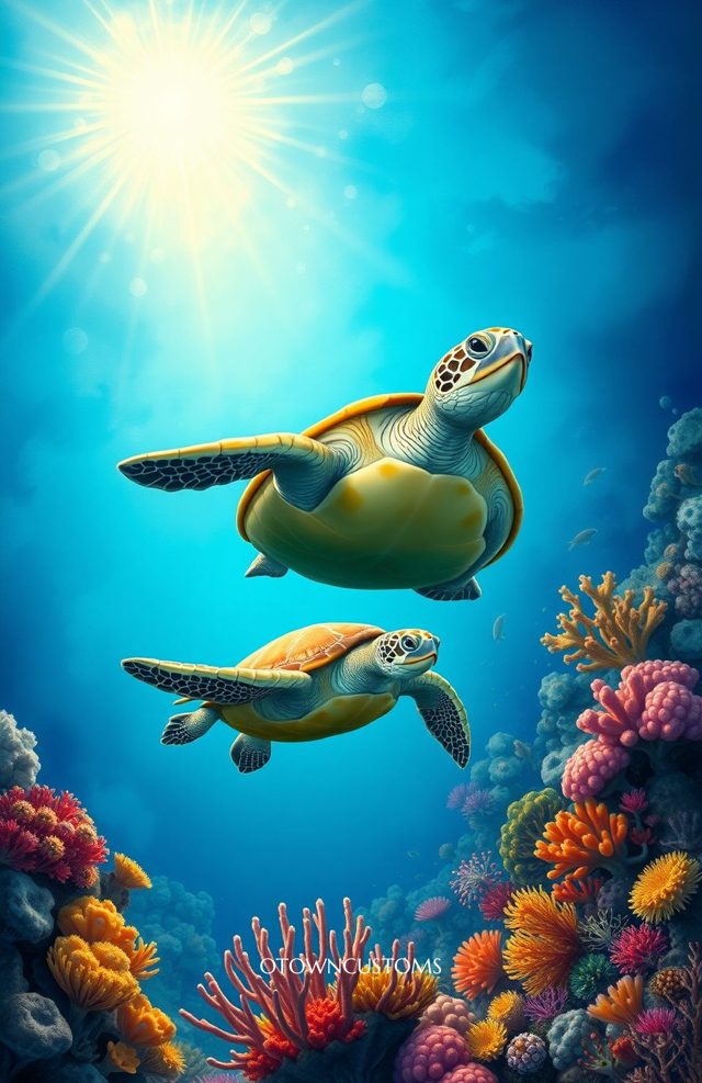 Vibrant Underwater 3D Turtle Coral