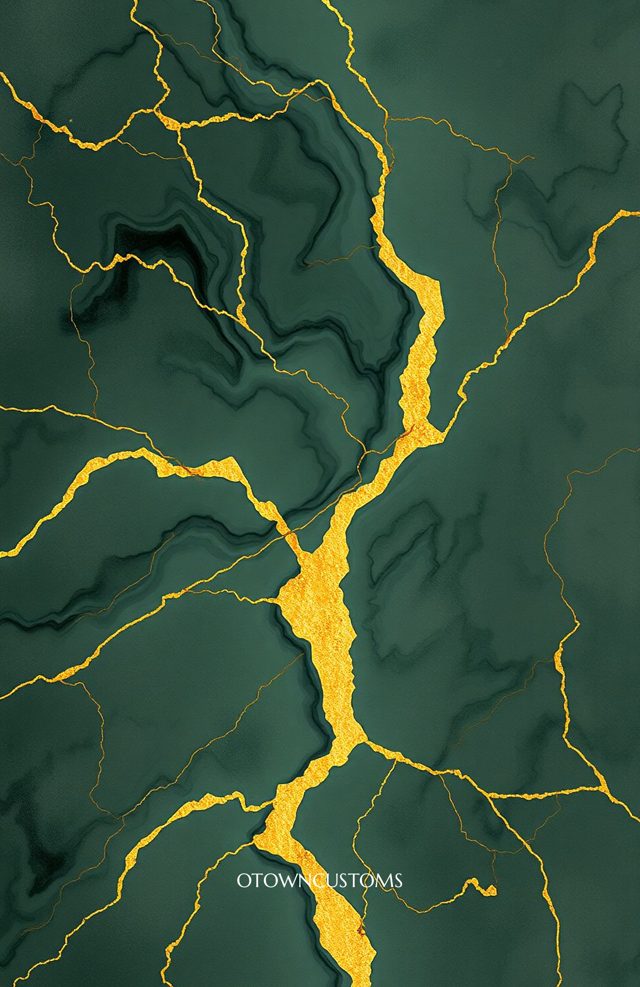 Abstract Gold Vein Kintsugi Marble