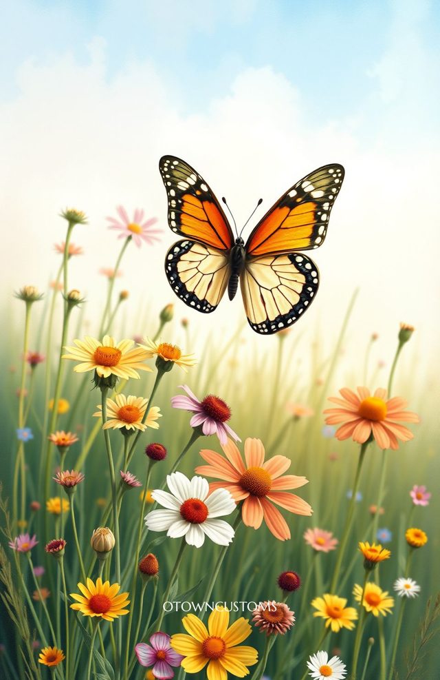 Vibrant Floral Meadow Butterfly