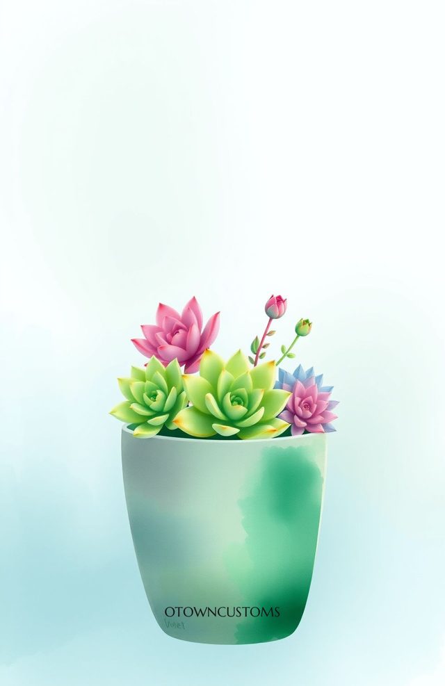 Painterly Succulents Watercolor Garden