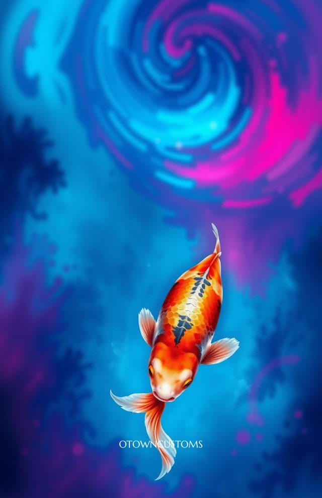 Neon Koi Serenity Digital Painting