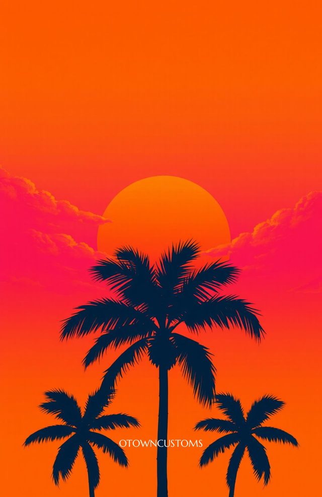 Vaporwave Retro Sunset Palm Tree