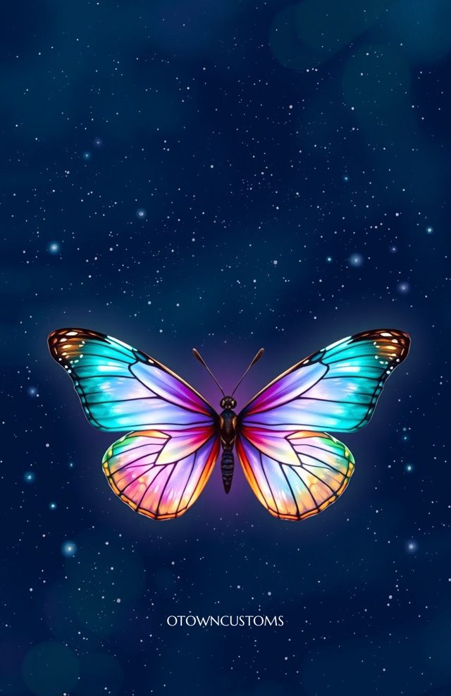 Vibrant Galactic Butterfly Night Flight