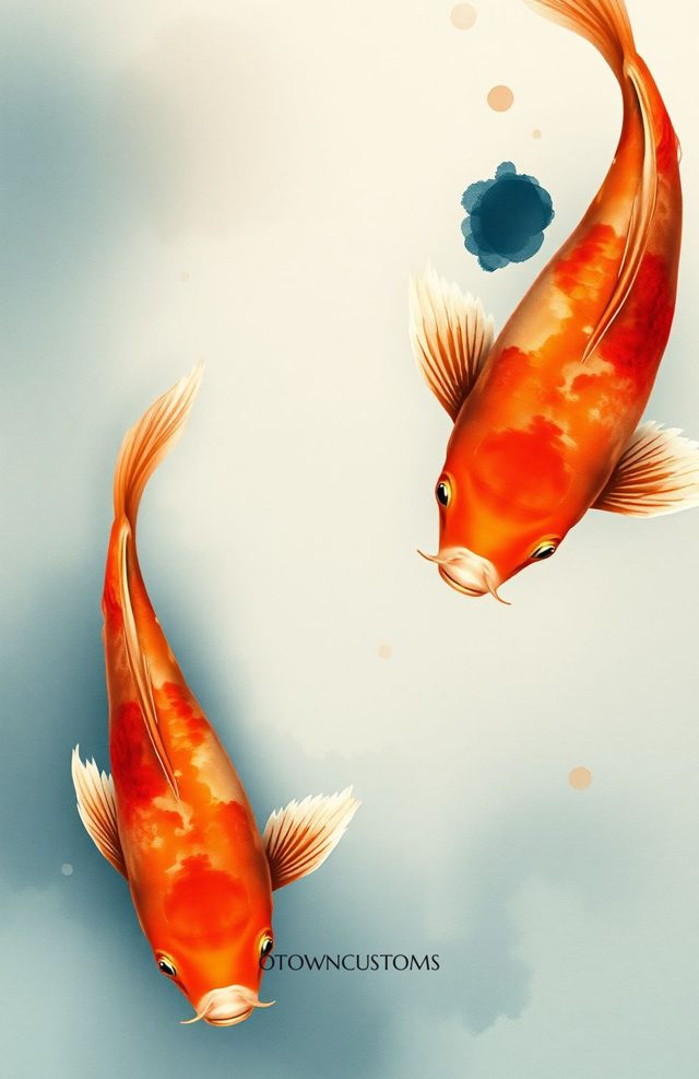 Koi Fish Art Watercolor Swim