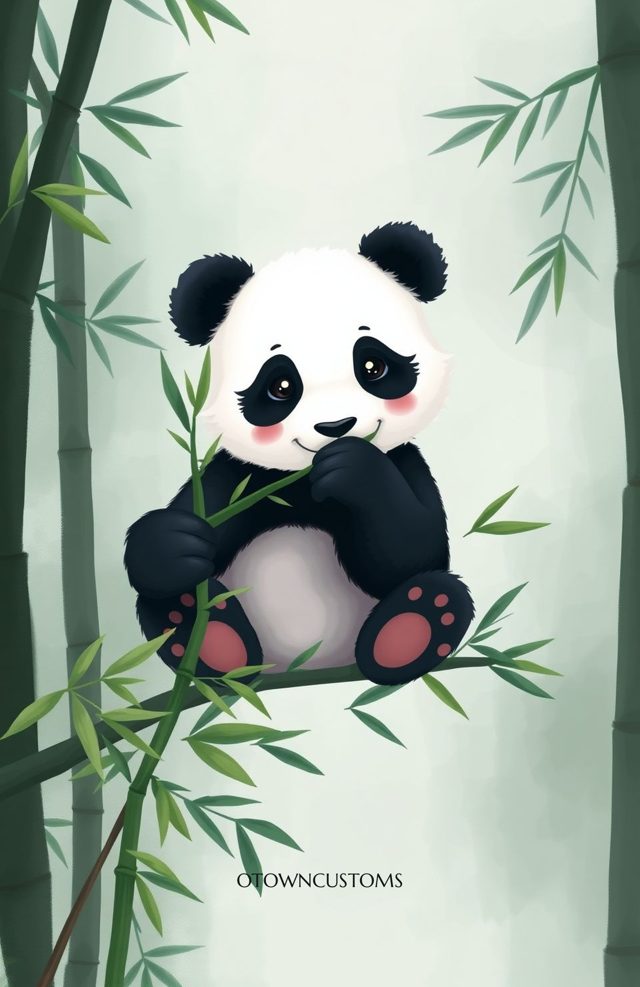 Cuddly Panda Bamboo Forest Cartoon