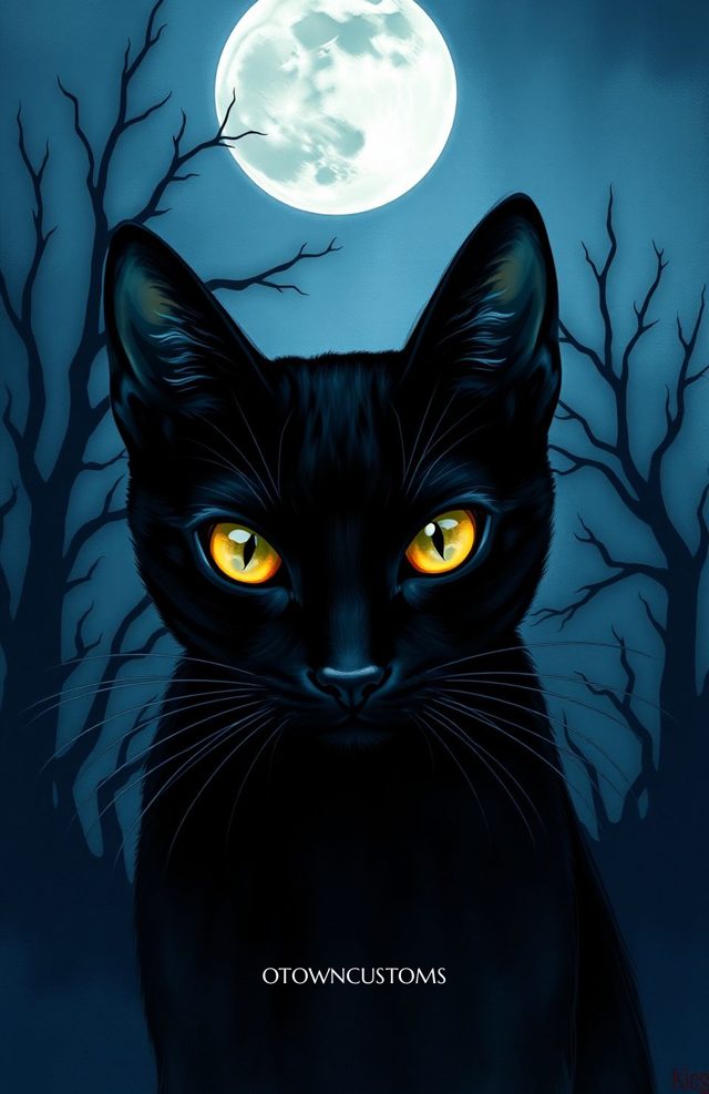 Spooky Black Cat Moon Dark Fantasy