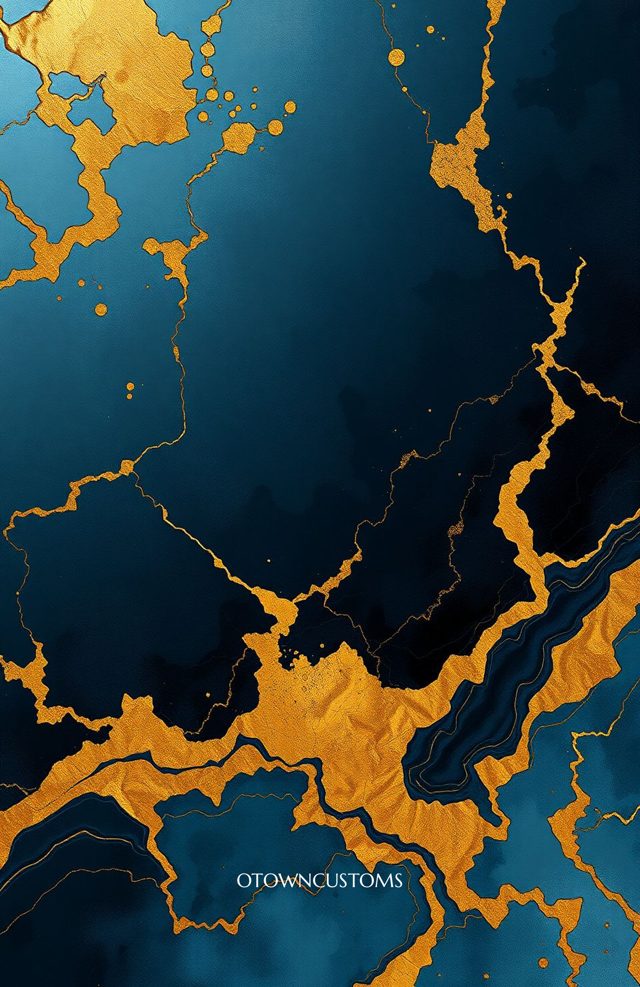 Abstract Fluid Gold Marble Veins