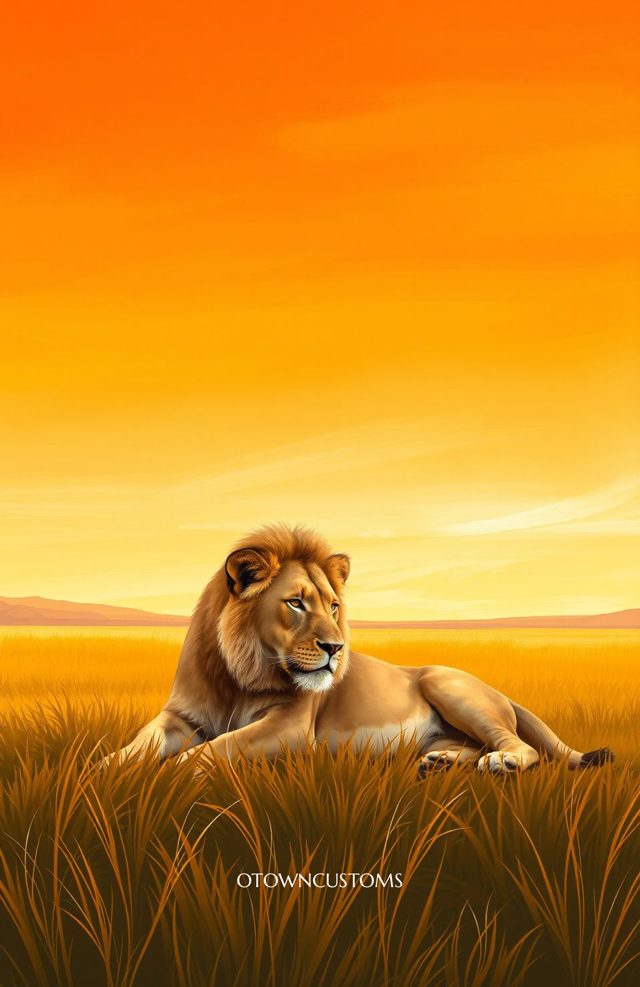 Realistic Lion Pride Savannah Sunset
