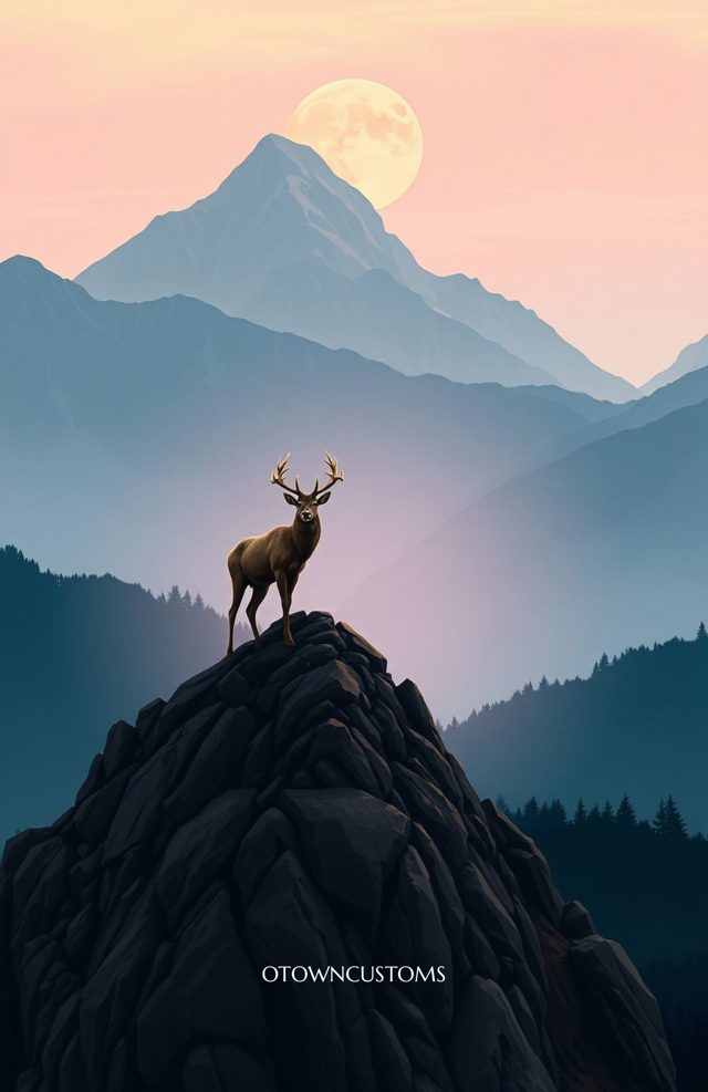 Dramatic Mountain Vista Stag