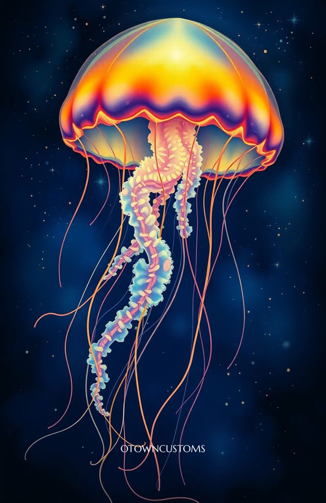 Vibrant Bioluminescent Jellyfish