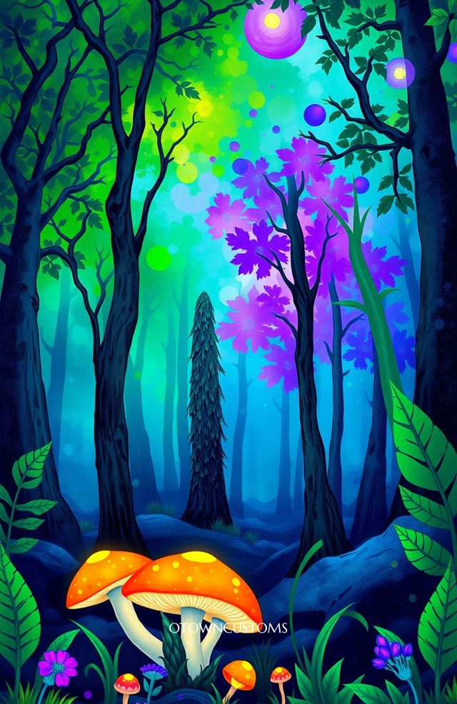 Psychedelic Mushroom Forest