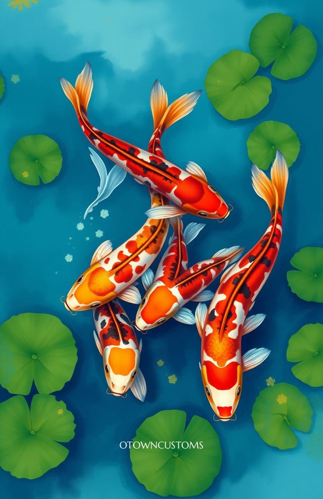 Colorful Koi Pond Painterly Art