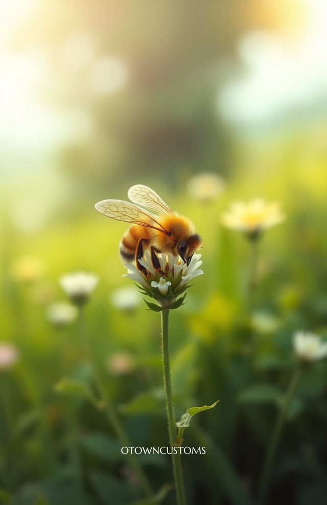 Macro Nature Honey Bee Clover Field