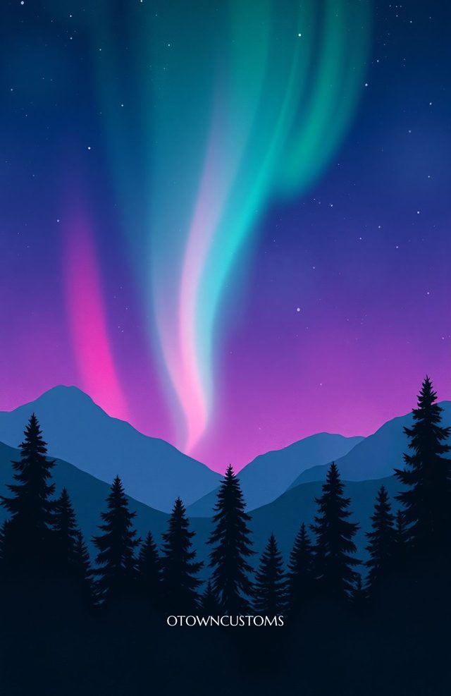 Dramatic Aurora Borealis Minimalist