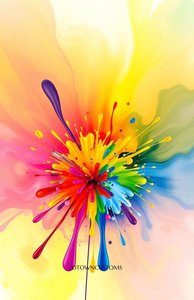 Abstract Rainbow Splash Paint