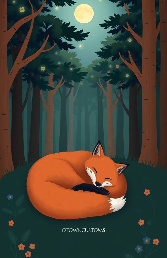 Vibrant Cartoon Sleepy Fox Forest