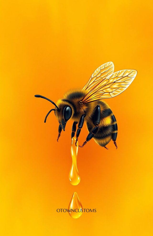 Honeycomb Bee Golden Drip Realistic