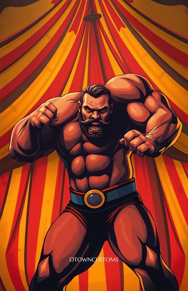 Vintage Circus Strongman Poster