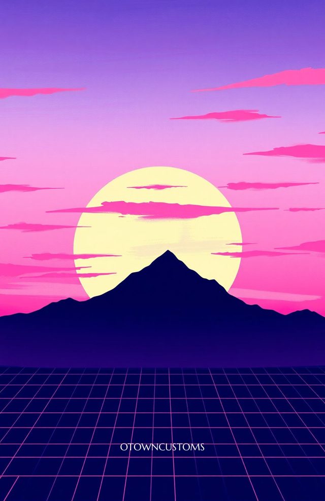 Synthwave Retro Grid Sunset