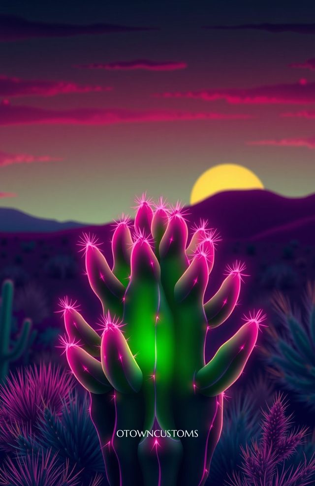 Neon Sign Cactus Bloom Desert