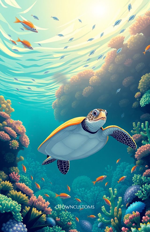 Cartoon Oceanic Turtle Paradise