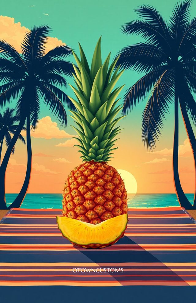 Vintage Pineapple Tropical Beach