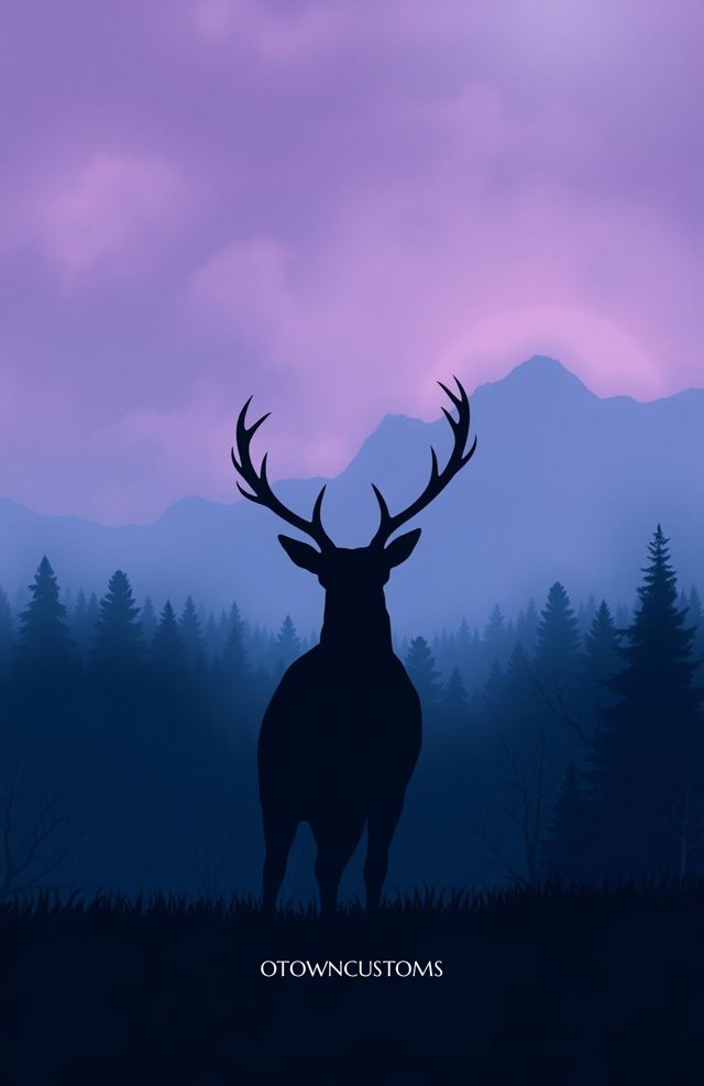 Silhouetted Mystical Forest Stag