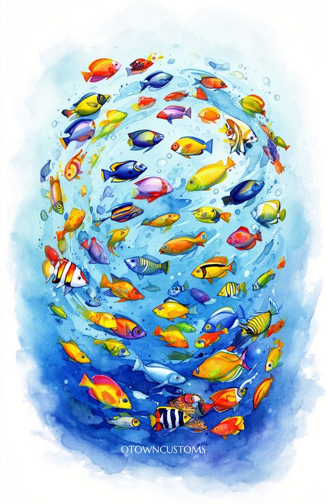 Rainbow Reef Watercolor Fish Art