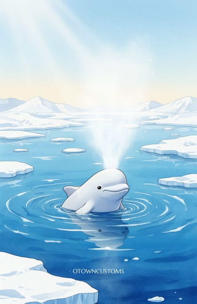 Watercolor Beluga Arctic Smile