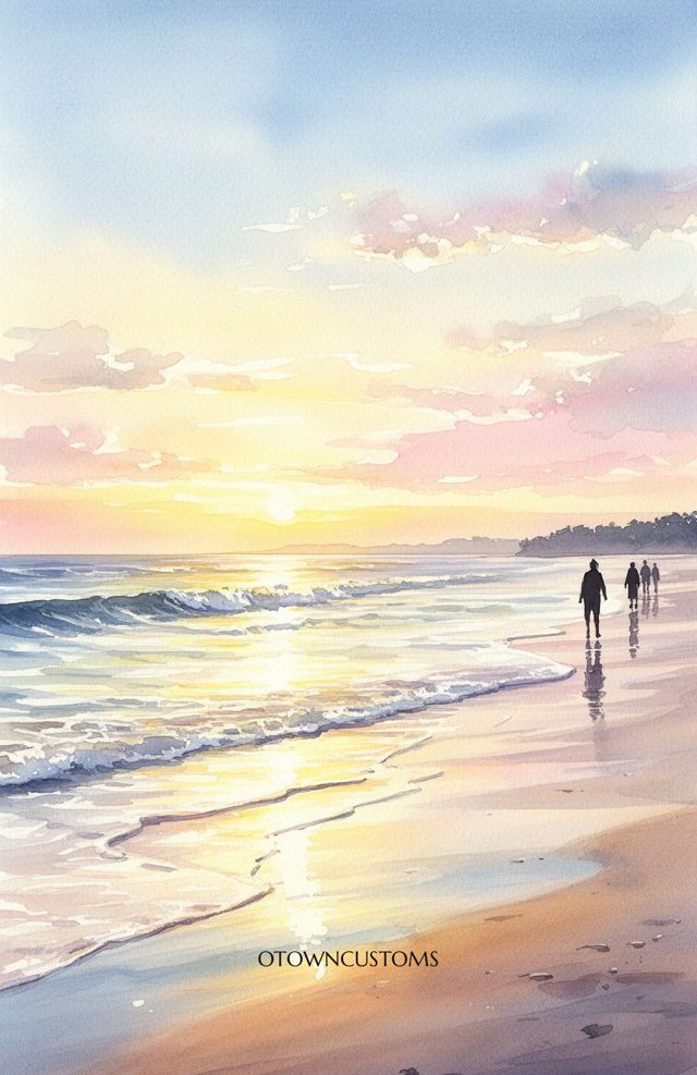 Watercolor Sunset Ocean Breeze