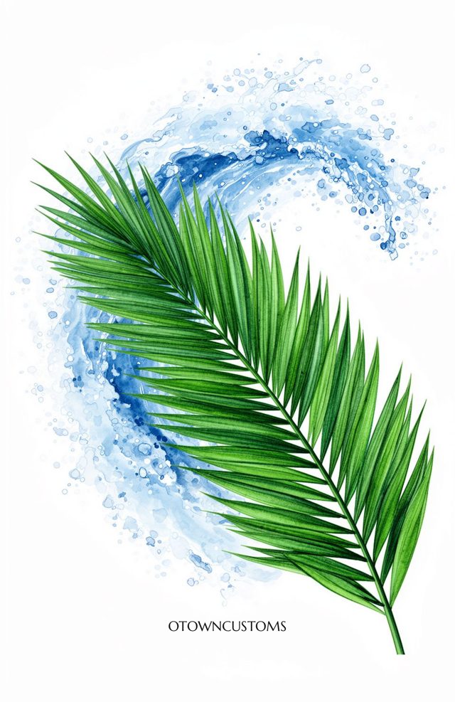 Watercolor Splash Emerald Frond