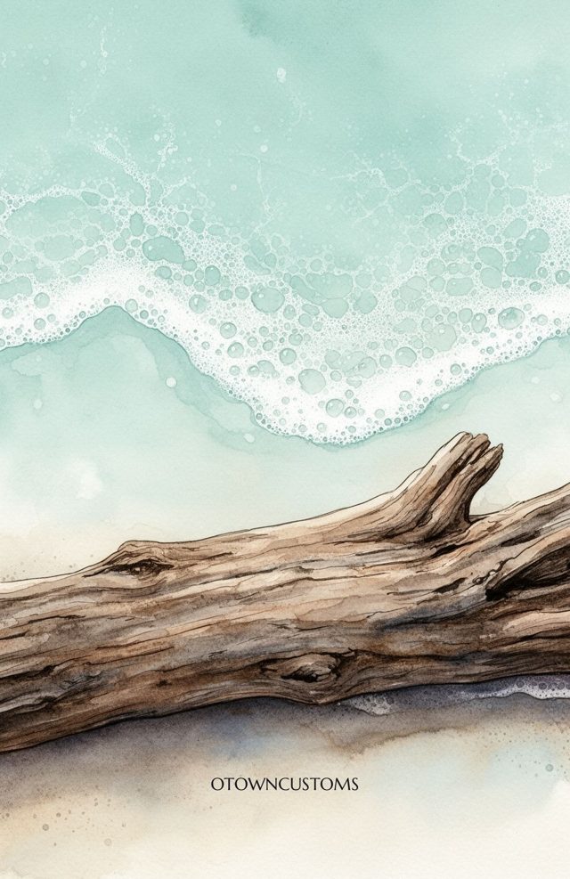 Watercolor Beach Scene Ocean