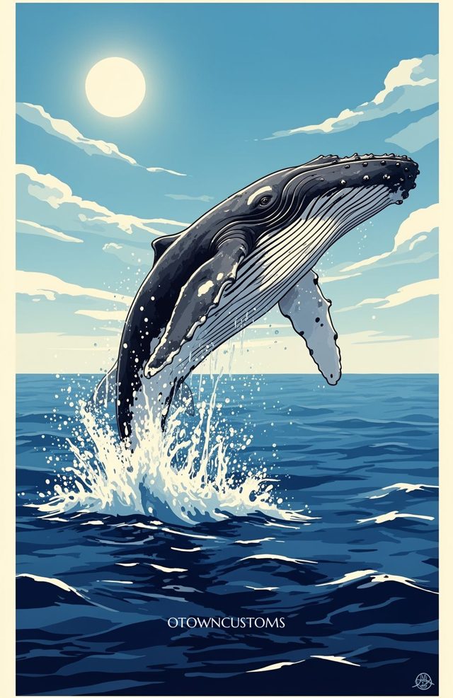 Flat Illustration Whale Ocean